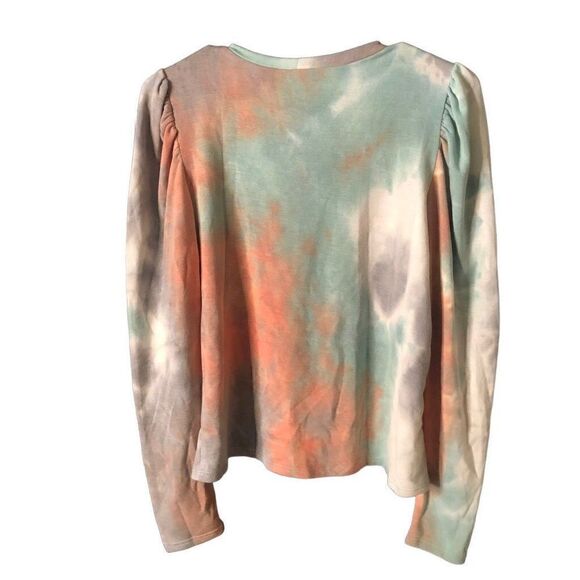 Know.One.Cares Long Sleeve Tie Dye Top Puff Shoulder Size M NWT - Picture 2 of 3